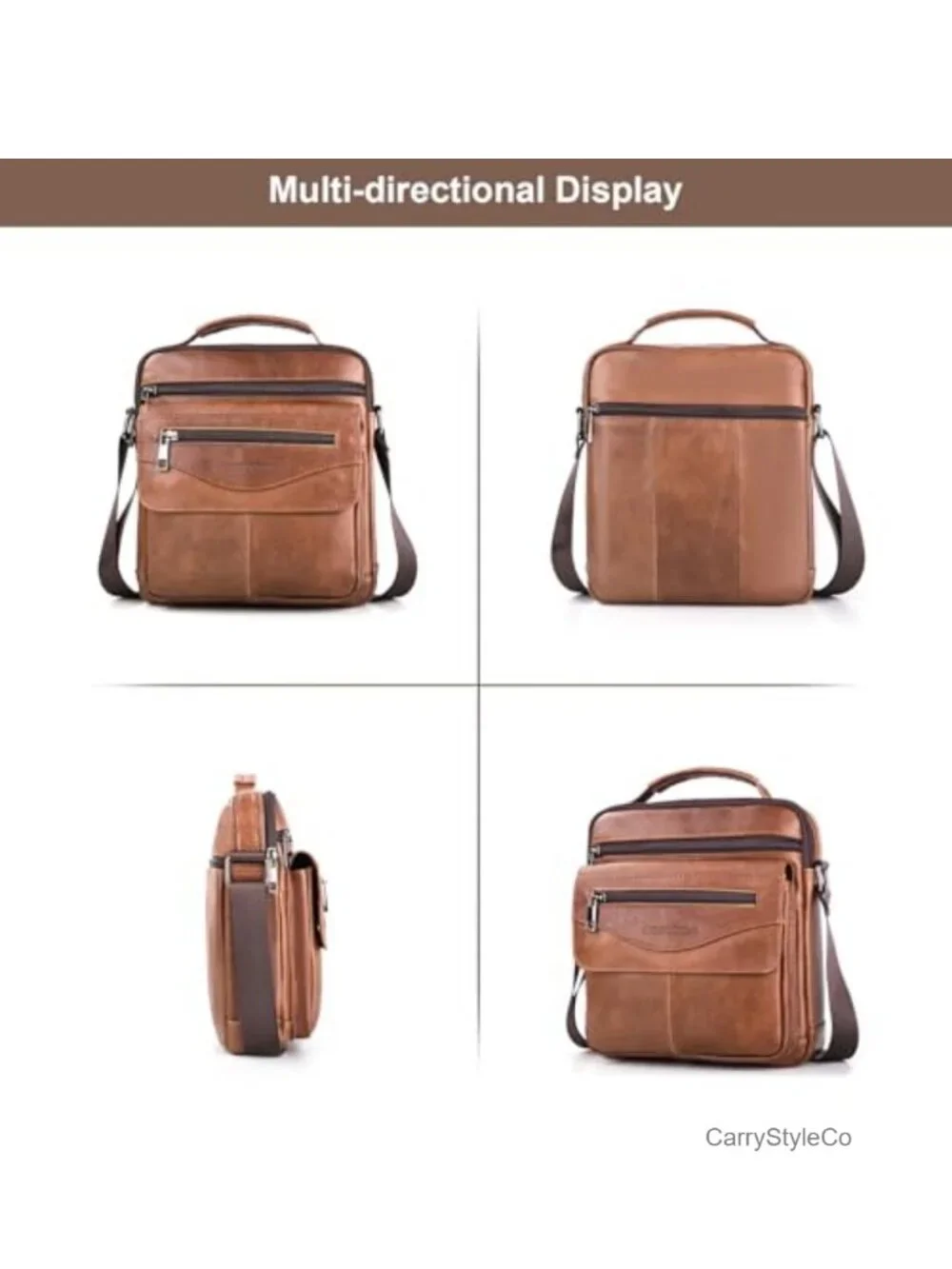 Men's Genuine Cowhide Leather Messenger Bag Crossbody Shoulder Satchel Travel